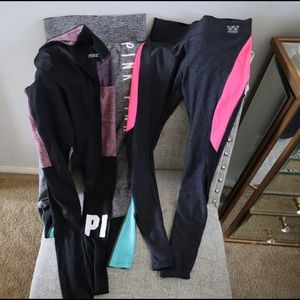 3pairs of PINK Ultimate yoga leggings